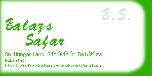 balazs safar business card